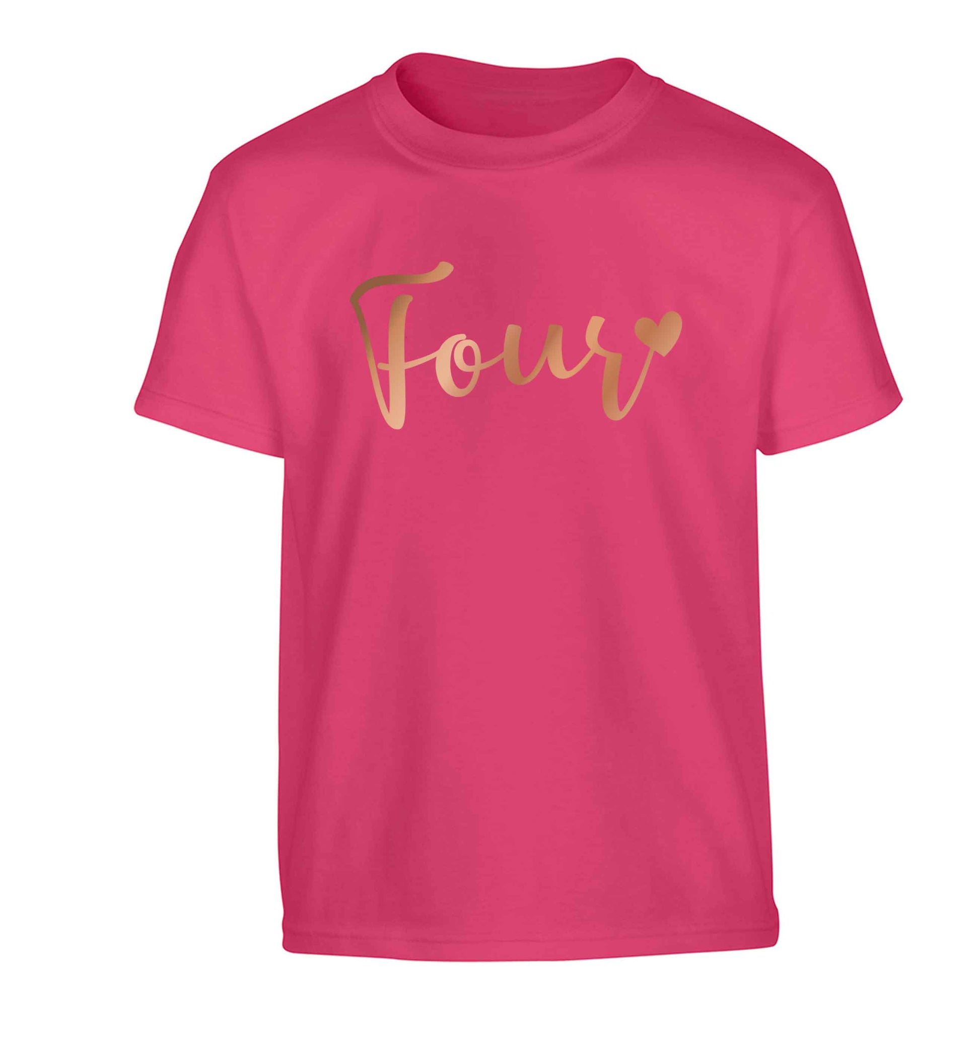 Four rose gold Children's pink Tshirt 12-13 Years