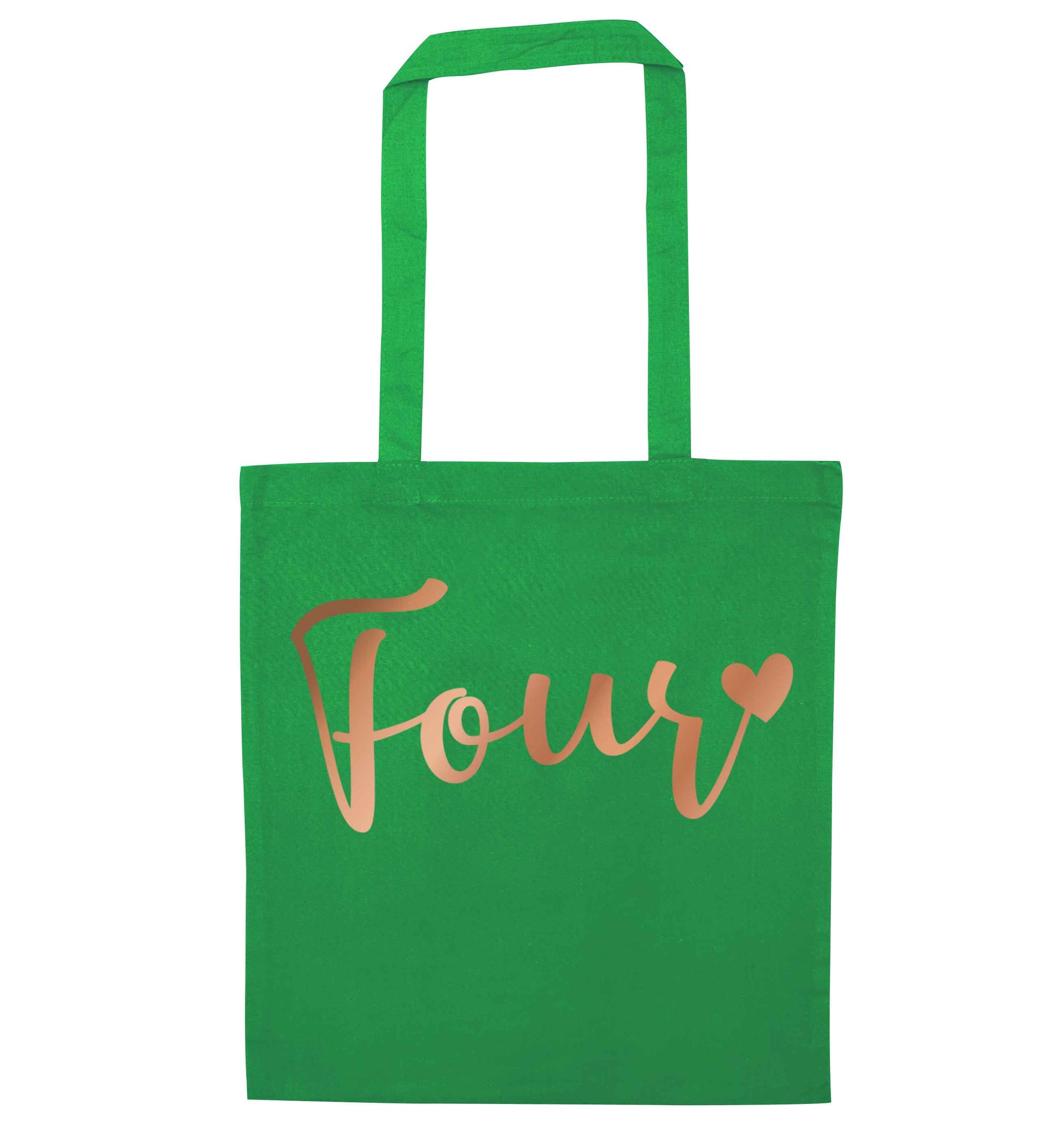 Four rose gold green tote bag