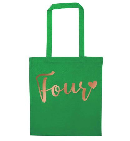 Four rose gold green tote bag