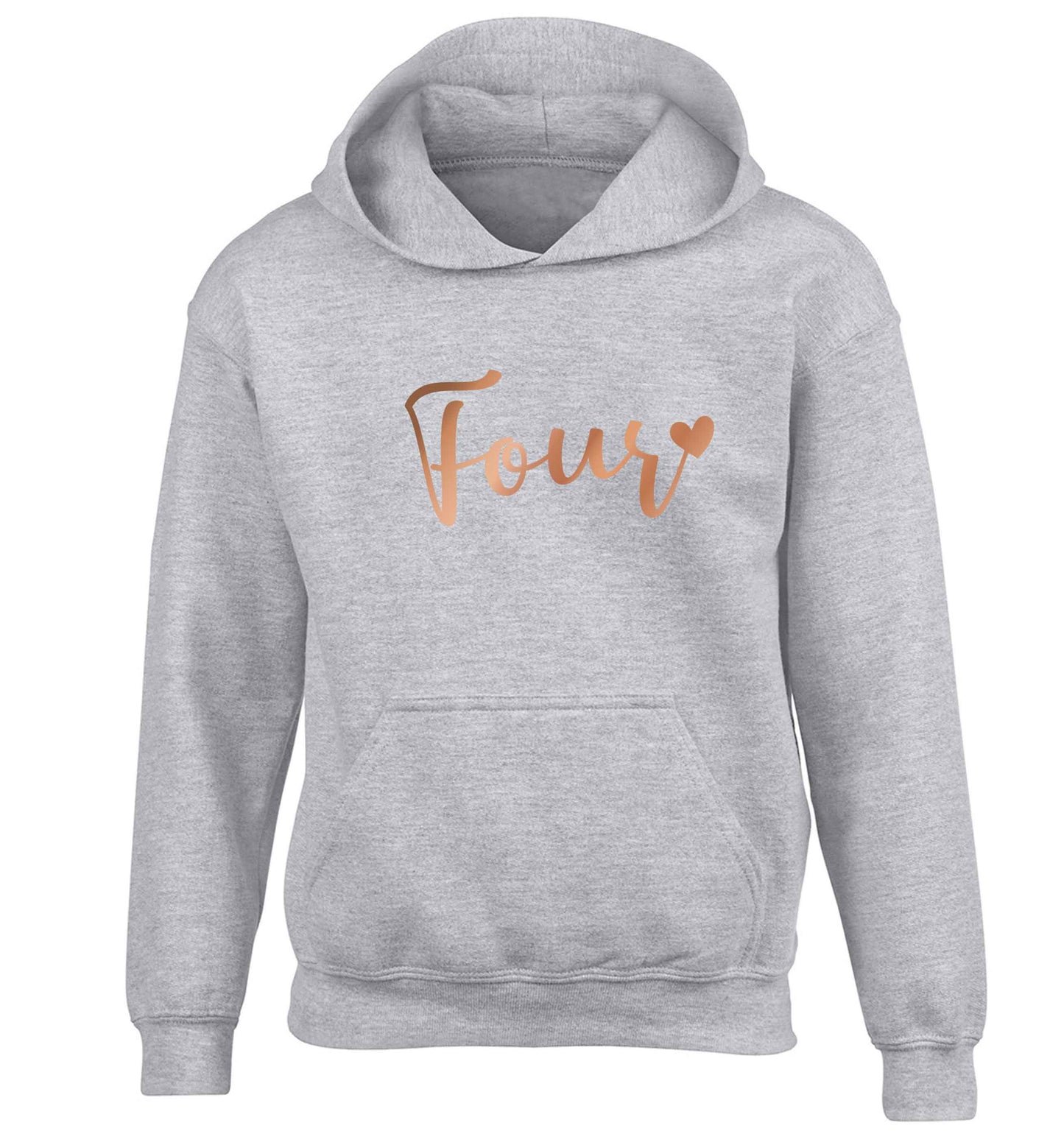Four rose gold children's grey hoodie 12-13 Years