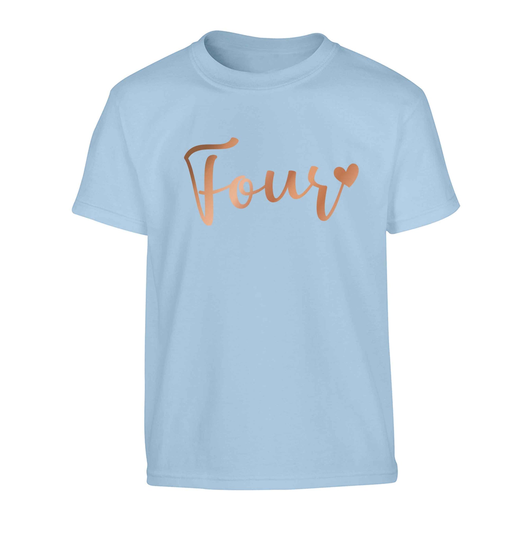 Four rose gold Children's light blue Tshirt 12-13 Years