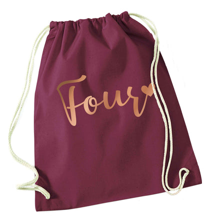 Four rose gold maroon drawstring bag