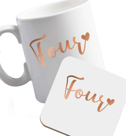 10 oz Favourite Type Pan Pancake ceramic mug and coaster set right handed