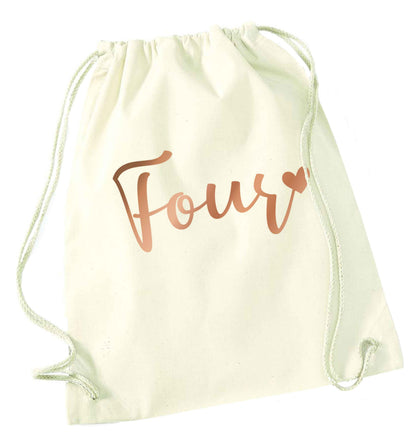 Four rose gold natural drawstring bag