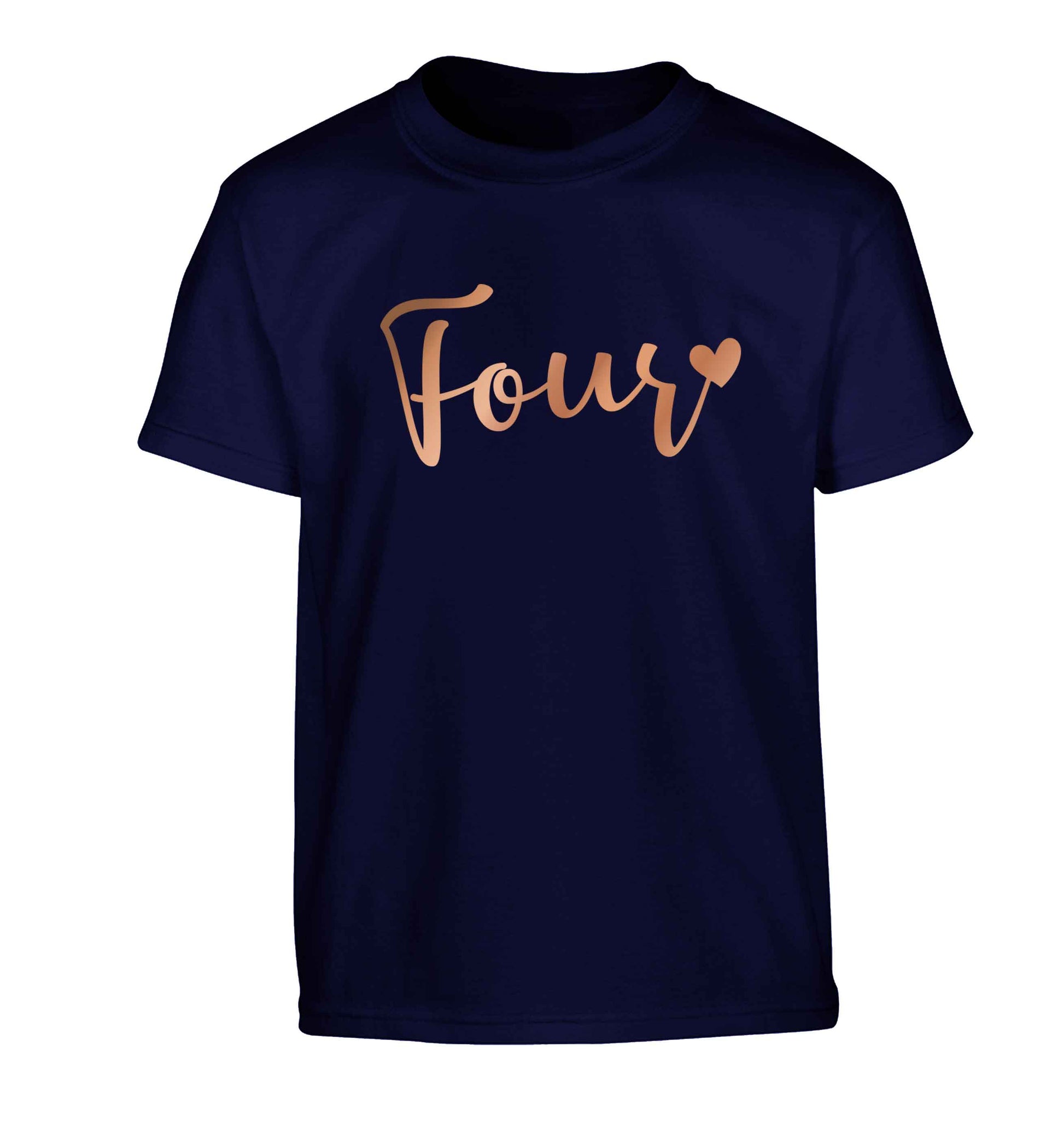 Four rose gold Children's navy Tshirt 12-13 Years