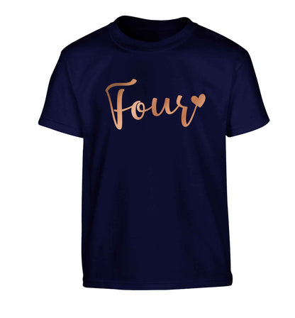 Four rose gold Children's navy Tshirt 12-13 Years