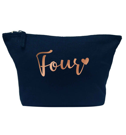 Four rose gold navy makeup bag