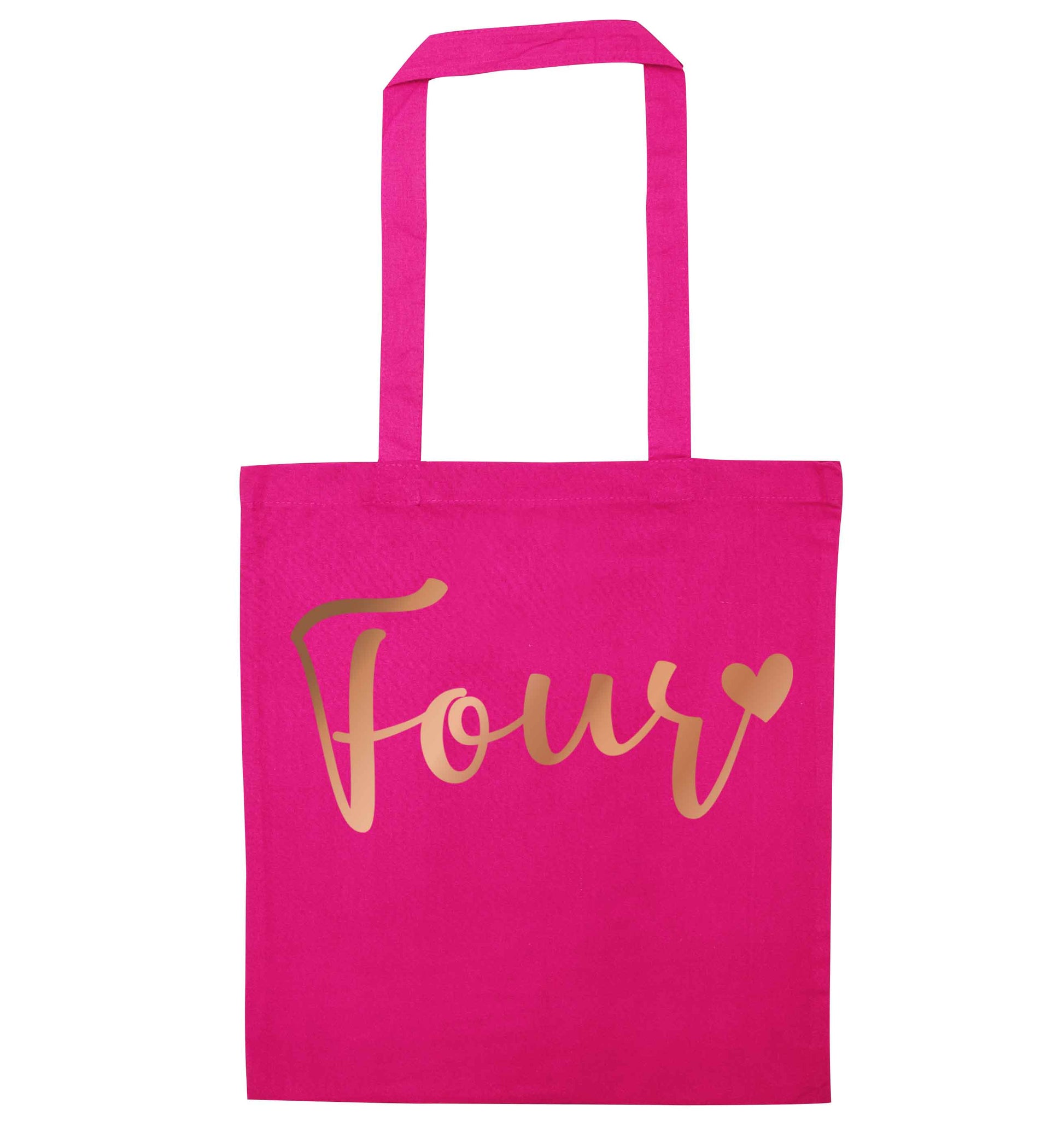 Four rose gold pink tote bag