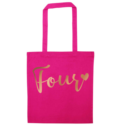 Four rose gold pink tote bag
