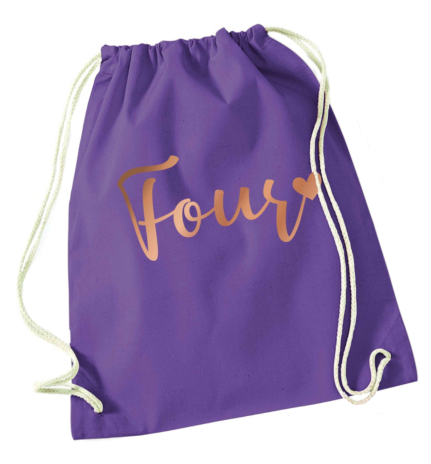 Four rose gold purple drawstring bag
