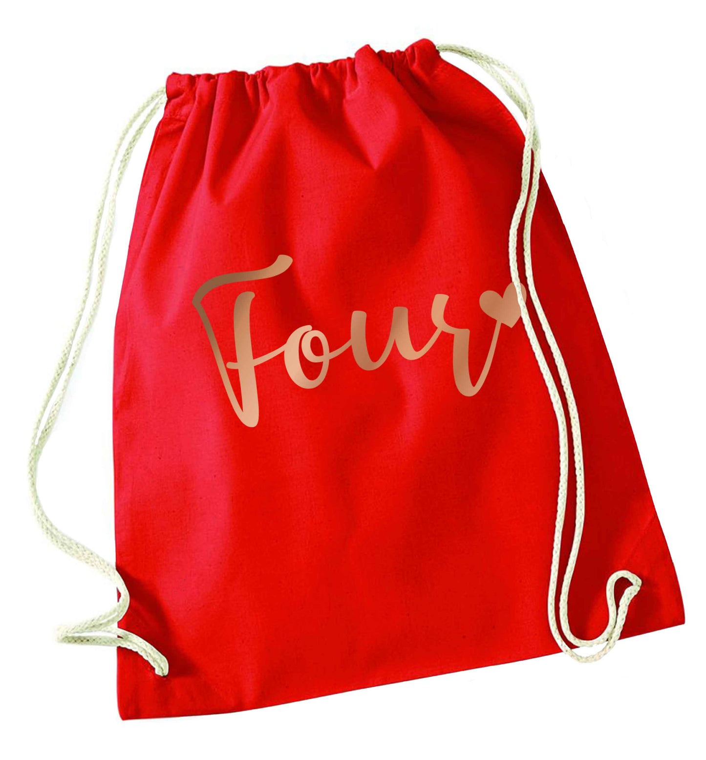Four rose gold red drawstring bag 