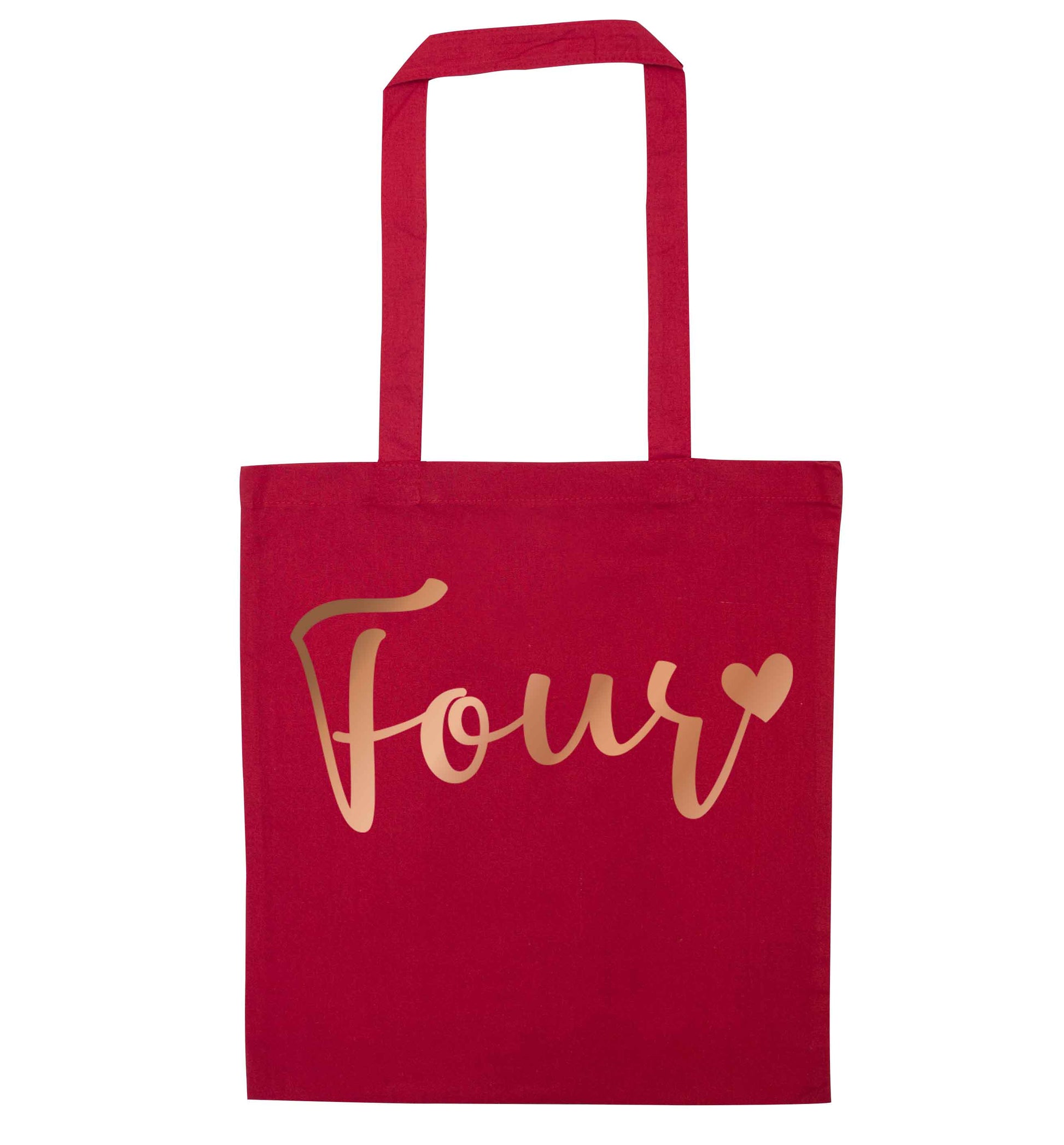 Four rose gold red tote bag