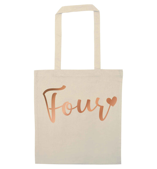 Four rose gold natural tote bag