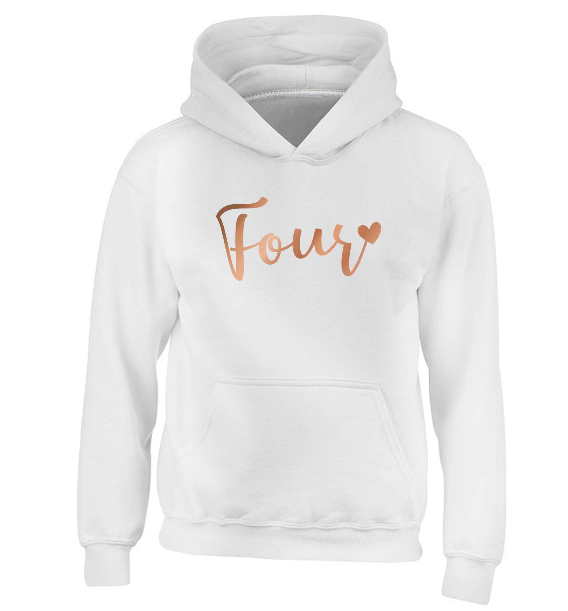 Four rose gold children's white hoodie 12-13 Years