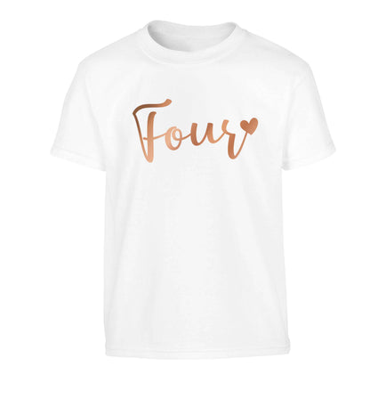 Four rose gold Children's white Tshirt 12-13 Years