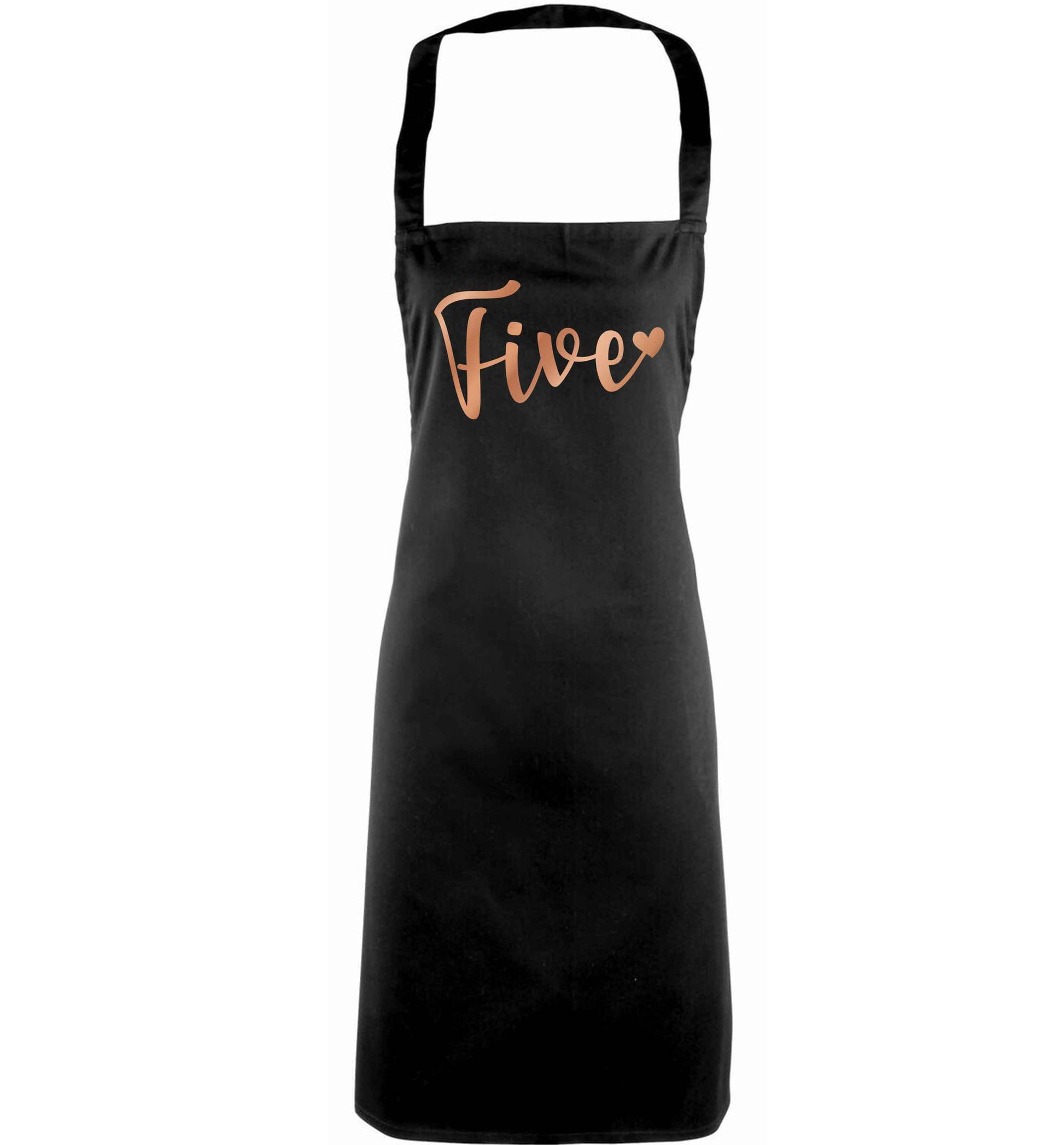 Five rose gold adults black apron
