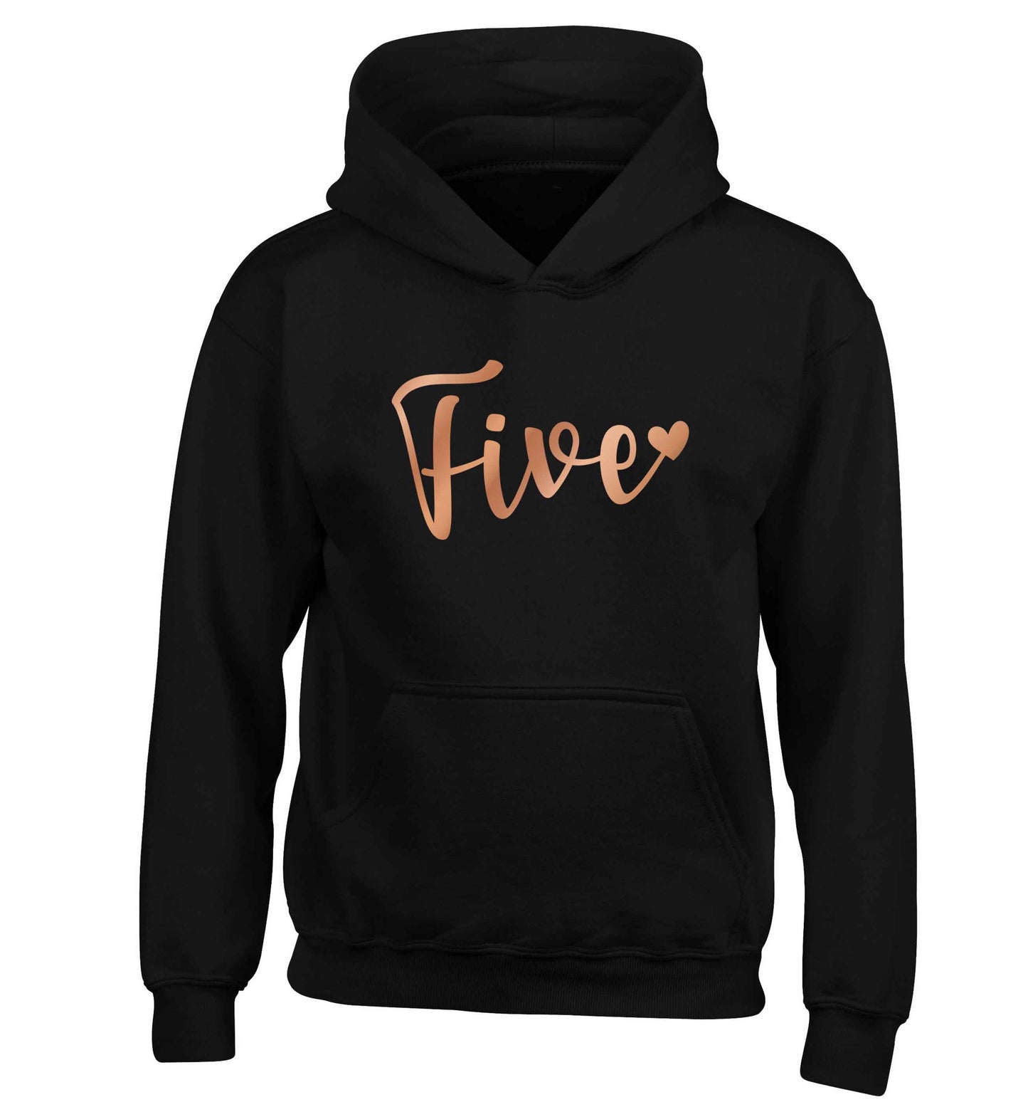 Five rose gold children's black hoodie 12-13 Years