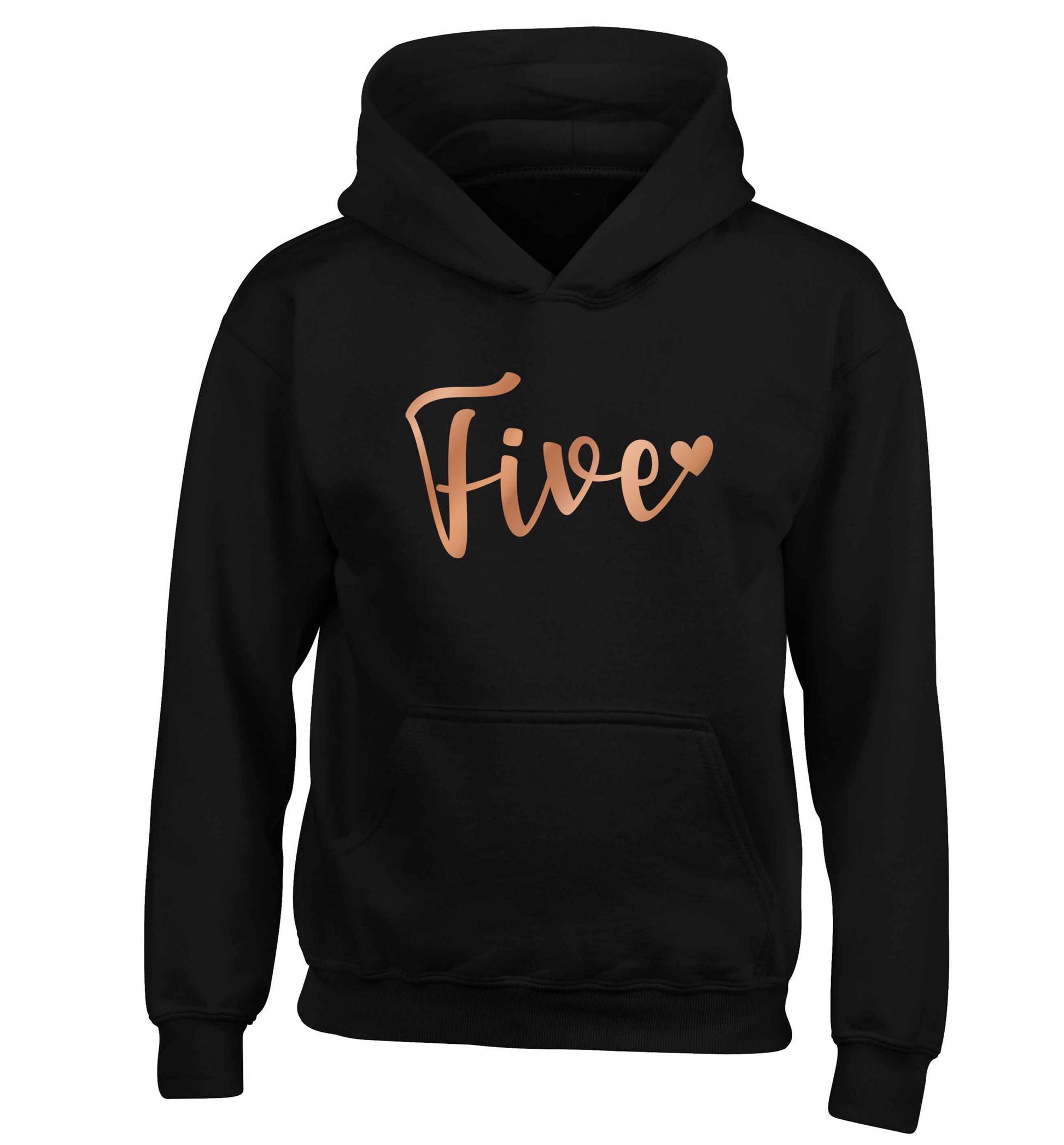 Five rose gold children's black hoodie 12-13 Years