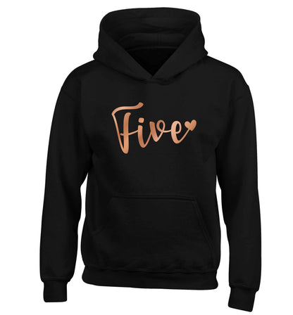 Five rose gold children's black hoodie 12-13 Years