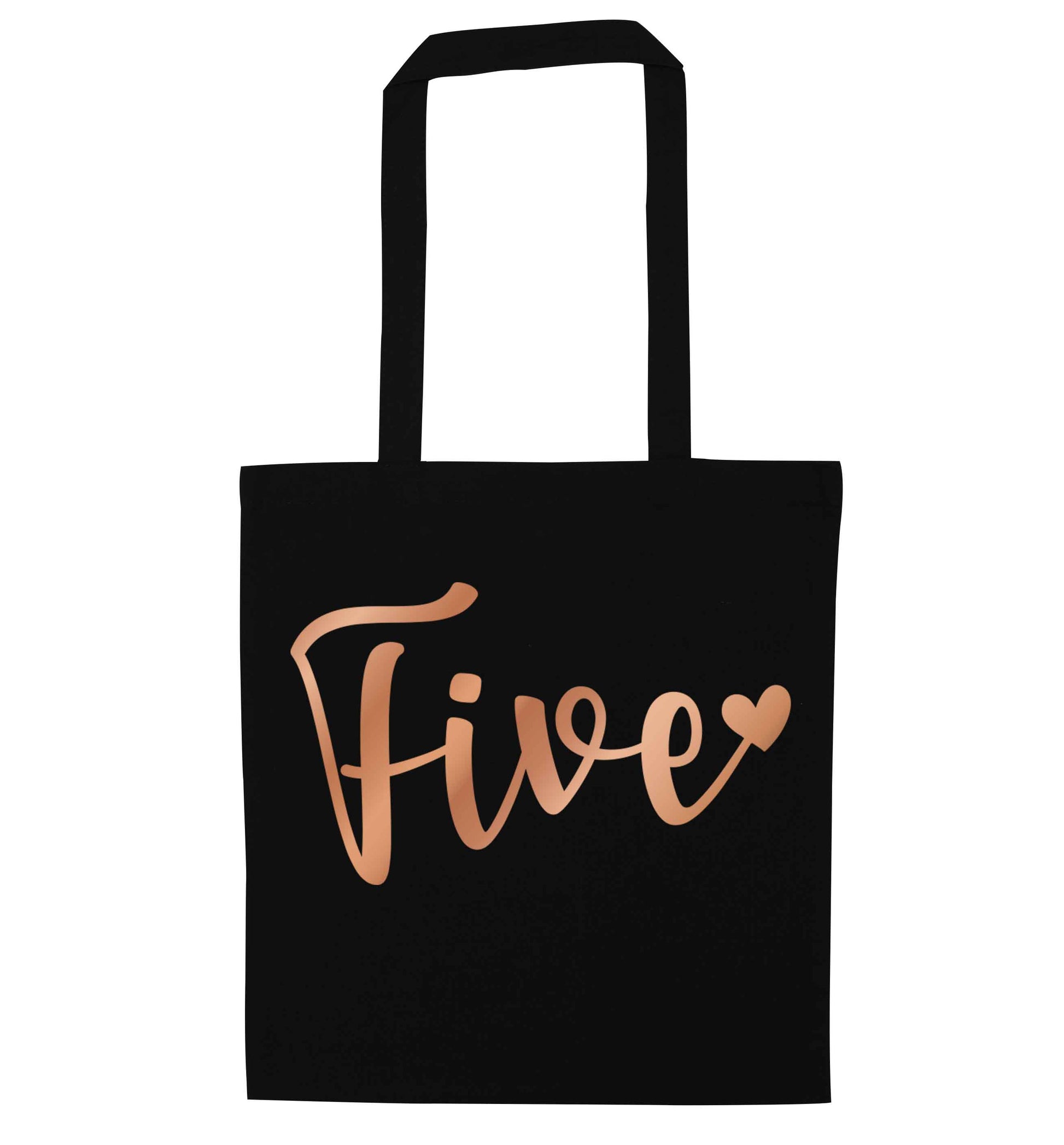 Five rose gold black tote bag