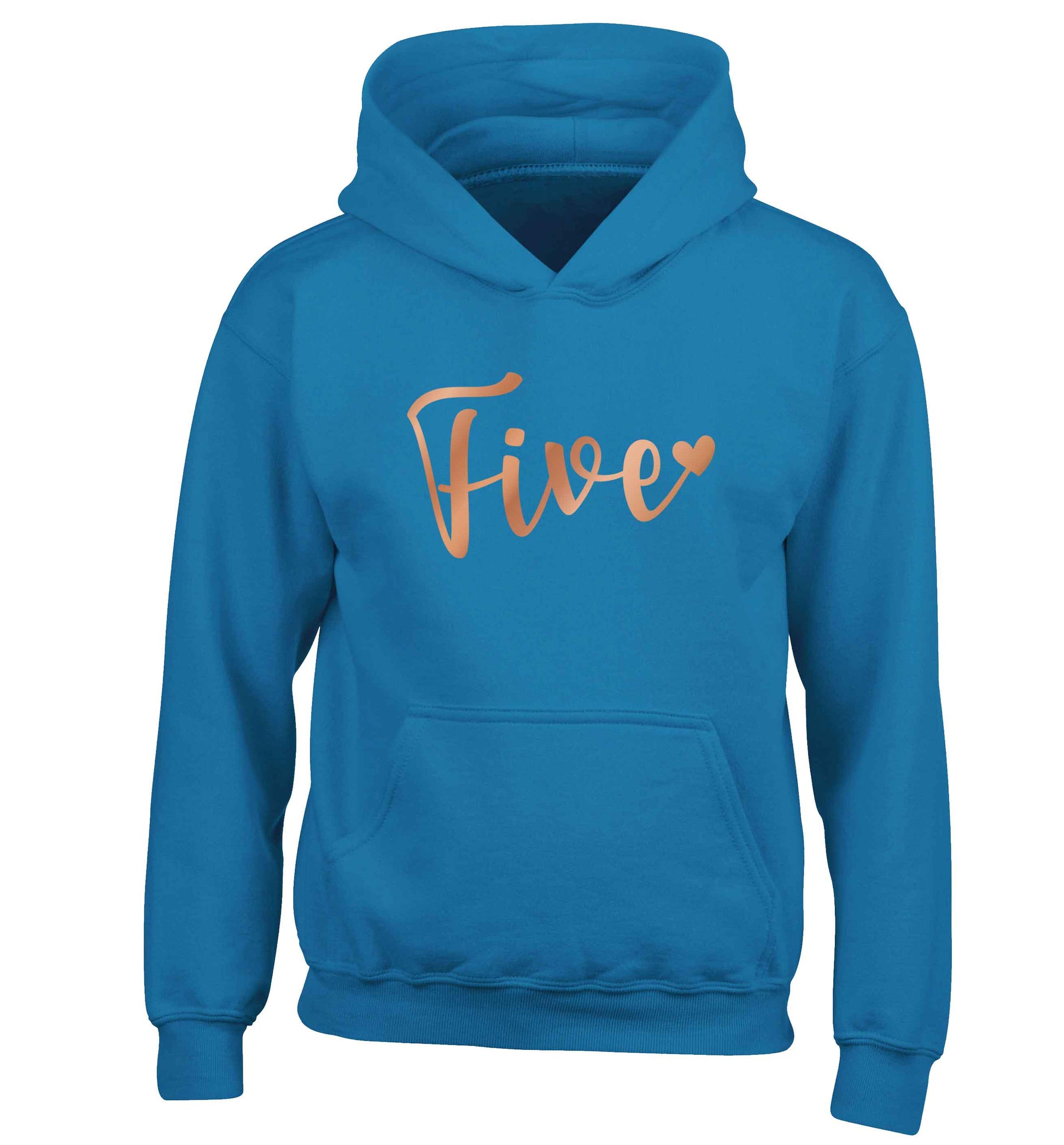 Five rose gold children's blue hoodie 12-13 Years
