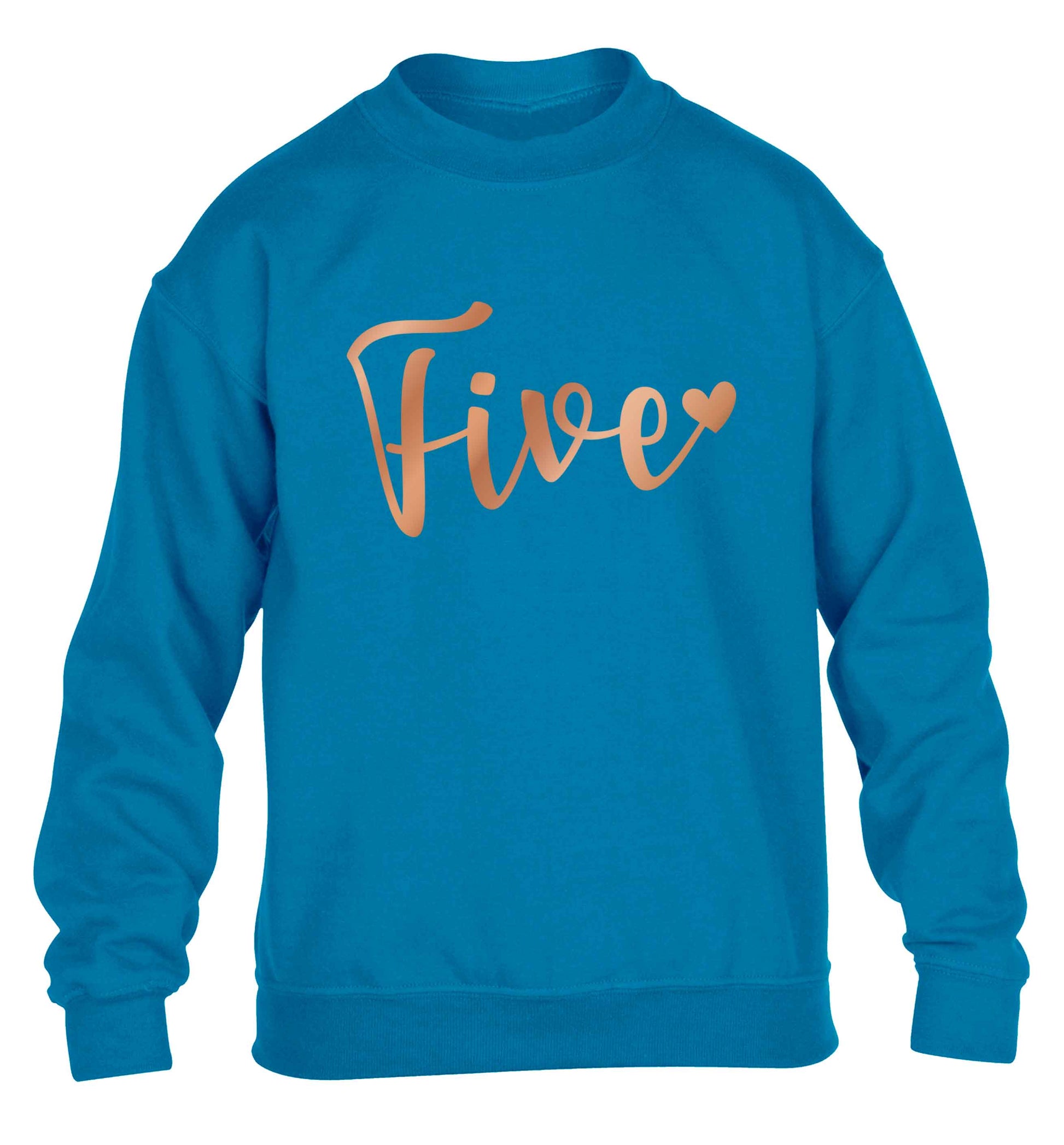 Five rose gold children's blue sweater 12-13 Years