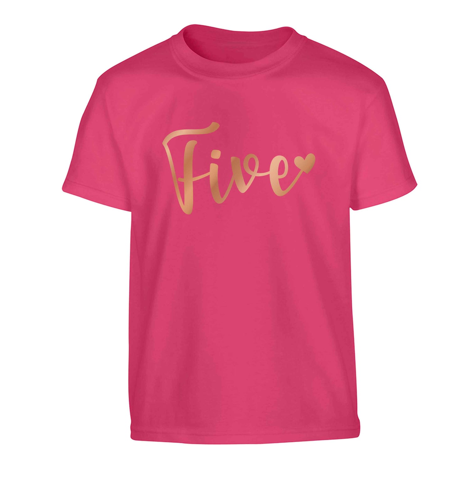 Five rose gold Children's pink Tshirt 12-13 Years