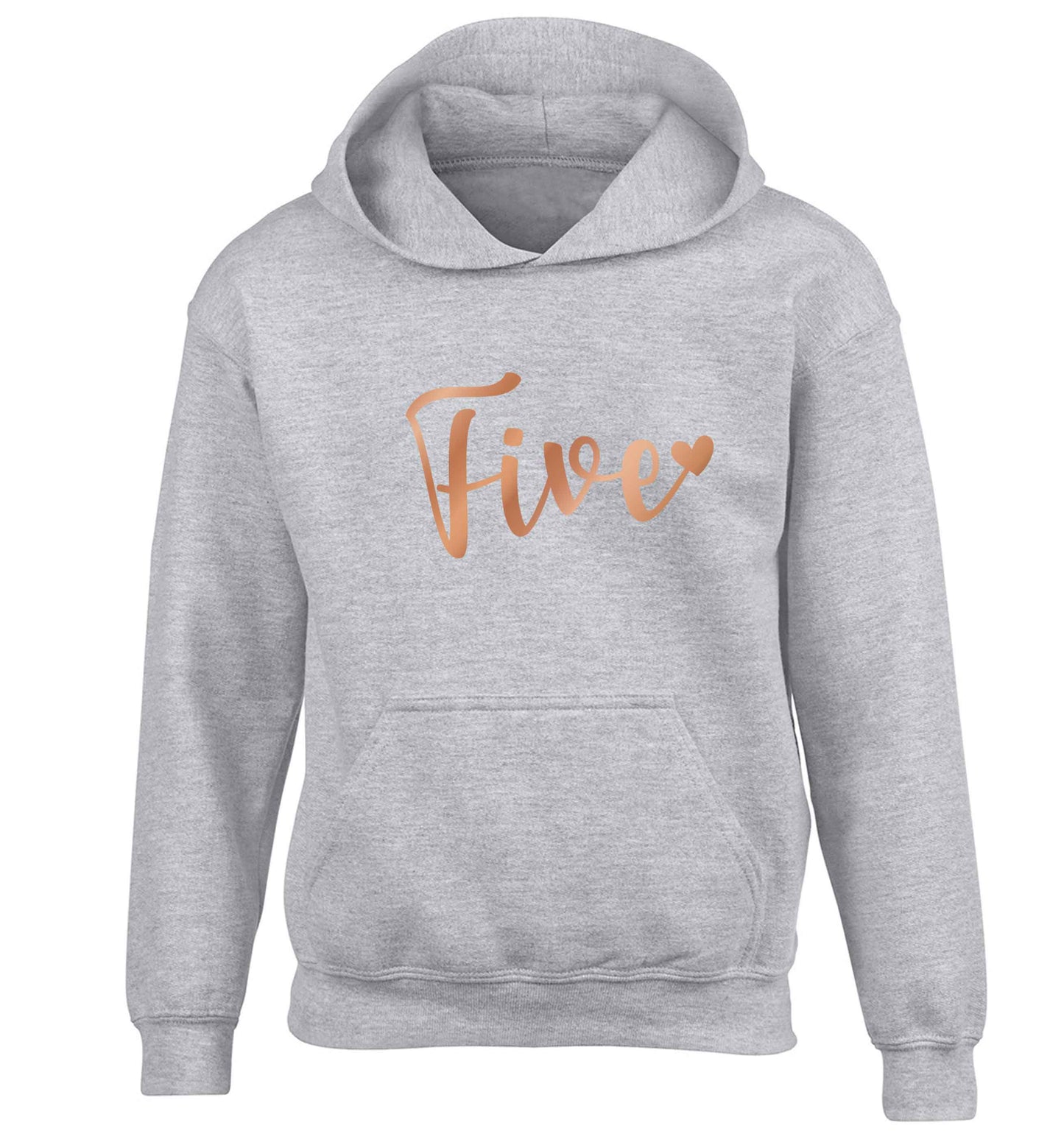 Five rose gold children's grey hoodie 12-13 Years