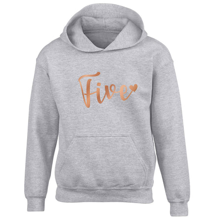 Five rose gold children's grey hoodie 12-13 Years