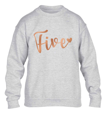 Five rose gold children's grey sweater 12-13 Years