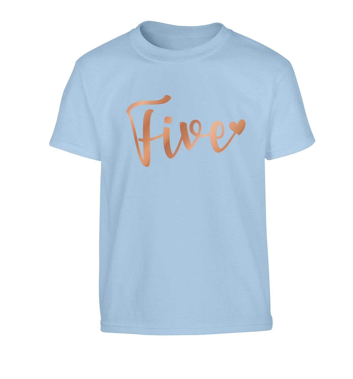 Five rose gold Children's light blue Tshirt 12-13 Years