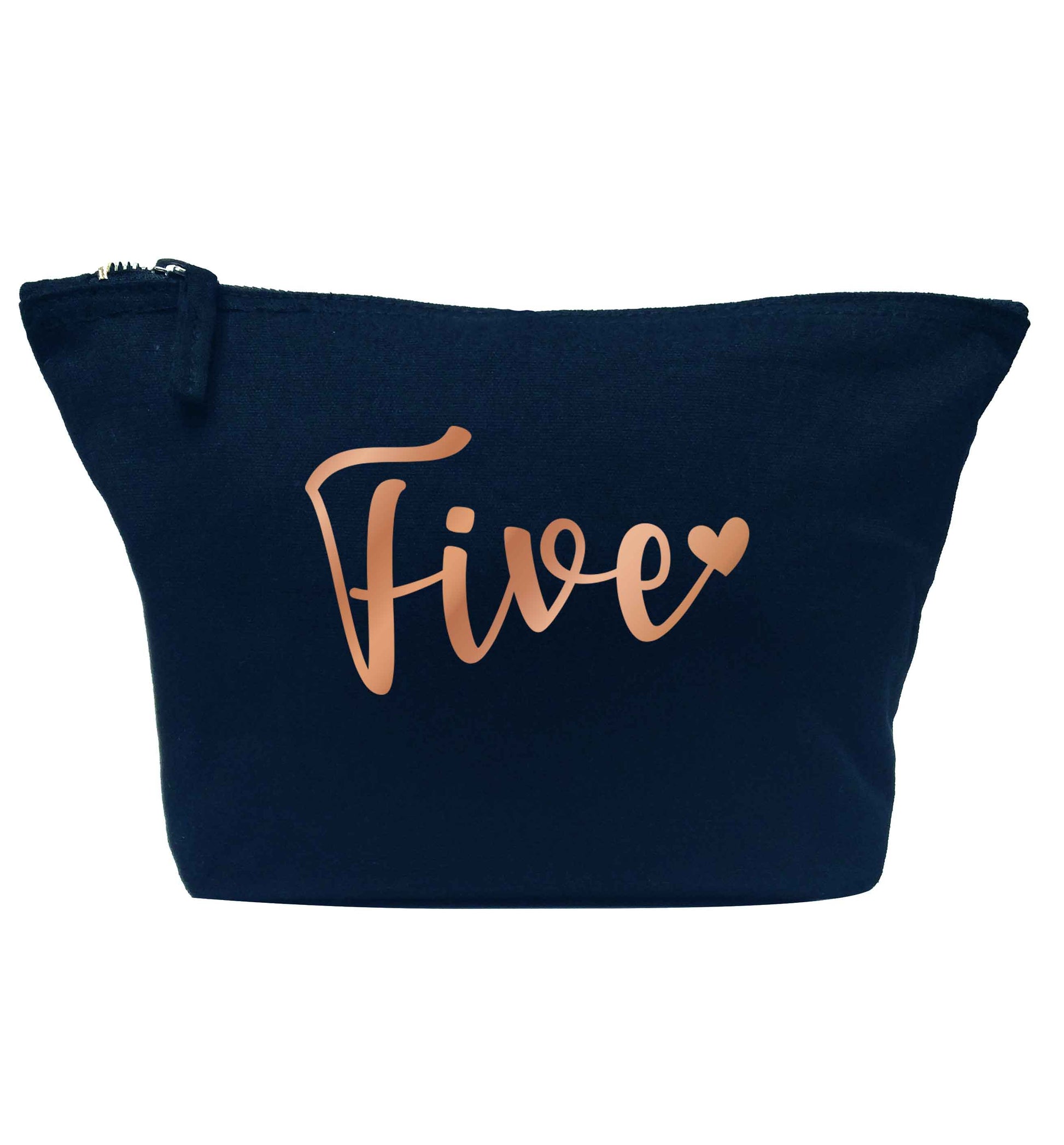 Five rose gold navy makeup bag