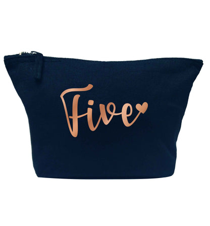 Five rose gold navy makeup bag