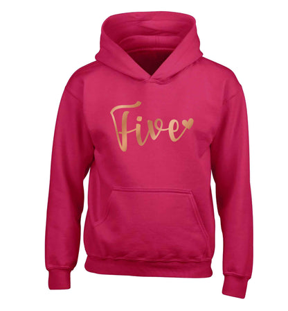 Five rose gold children's pink hoodie 12-13 Years