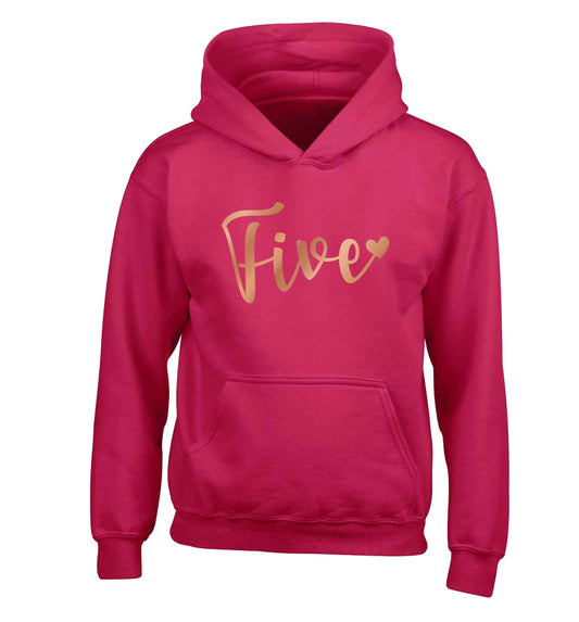 Five rose gold children's pink hoodie 12-13 Years