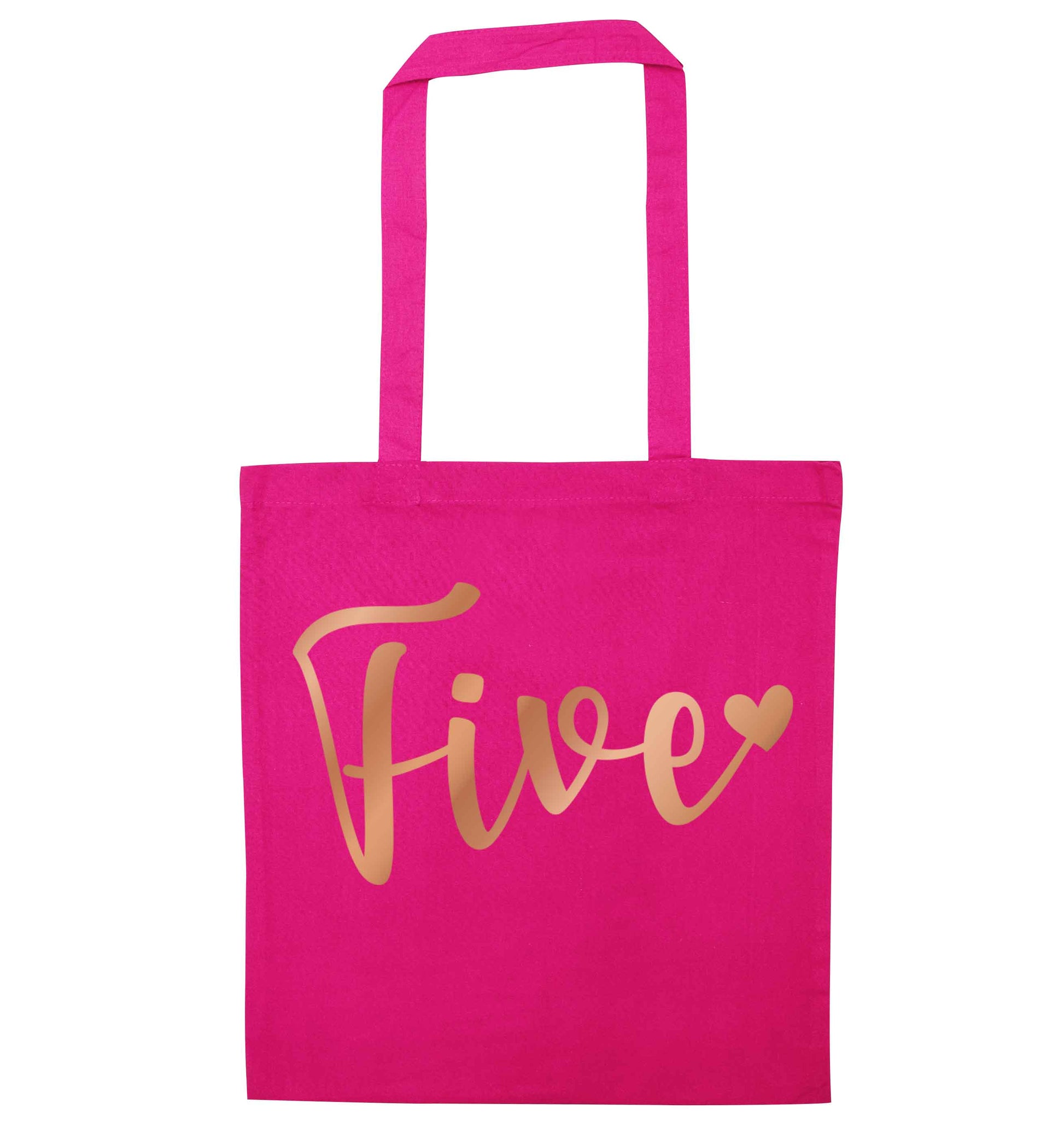 Five rose gold pink tote bag