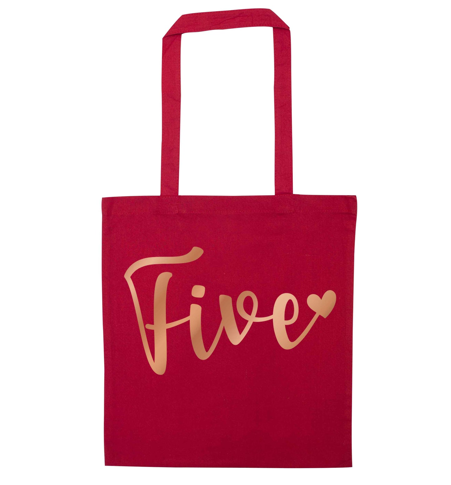 Five rose gold red tote bag
