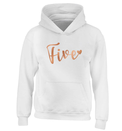 Five rose gold children's white hoodie 12-13 Years