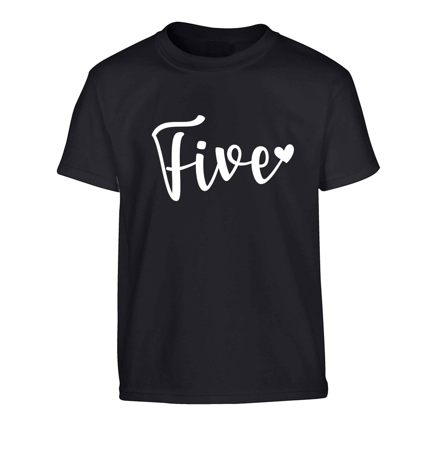 Five and heart Children's black Tshirt 12-13 Years