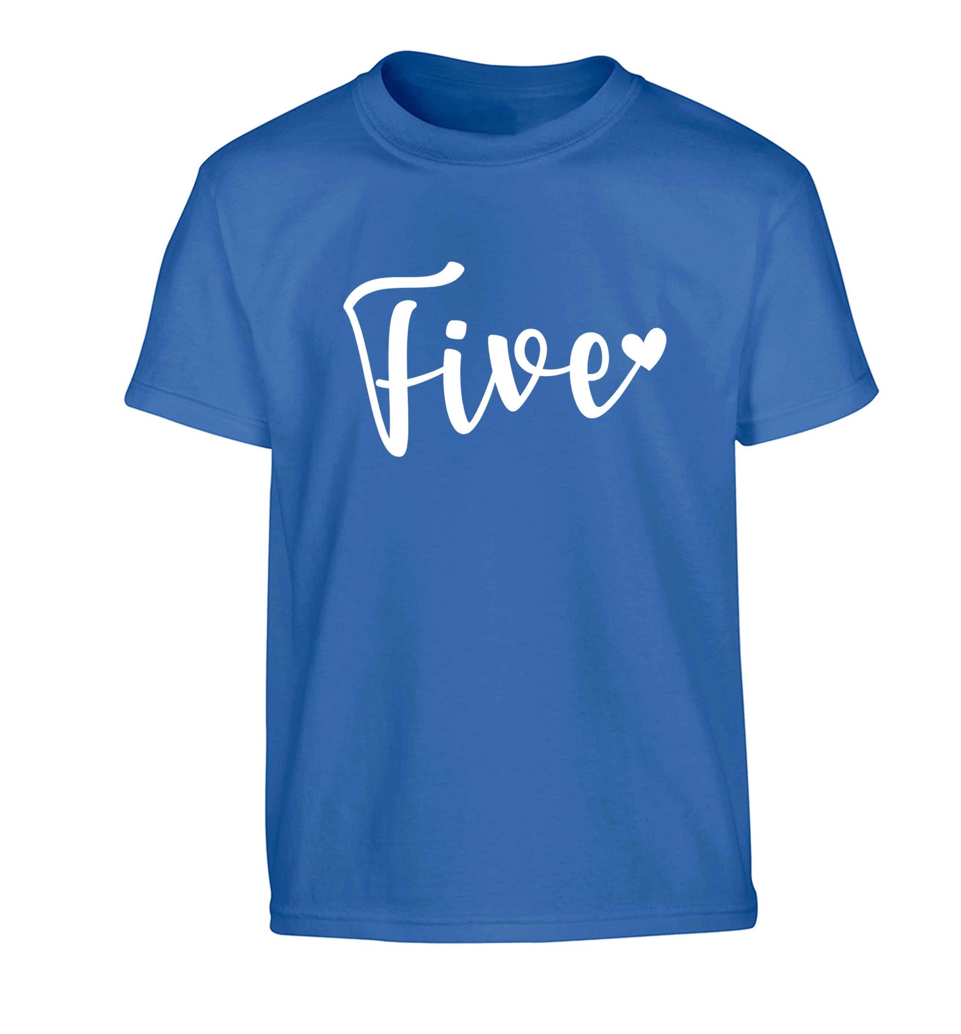 Five and heart Children's blue Tshirt 12-13 Years