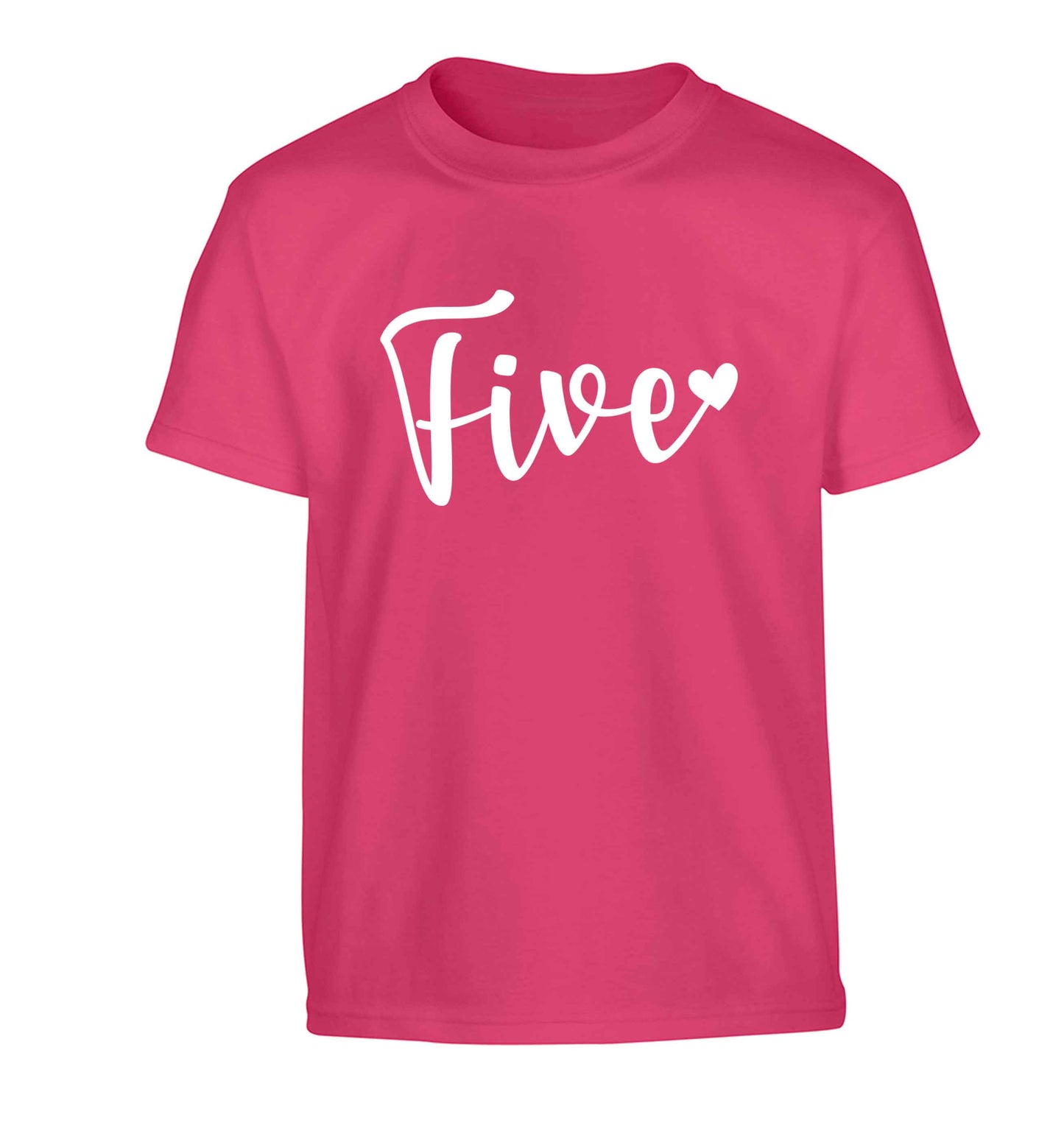 Five and heart Children's pink Tshirt 12-13 Years