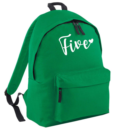 Five and heart green adults backpack