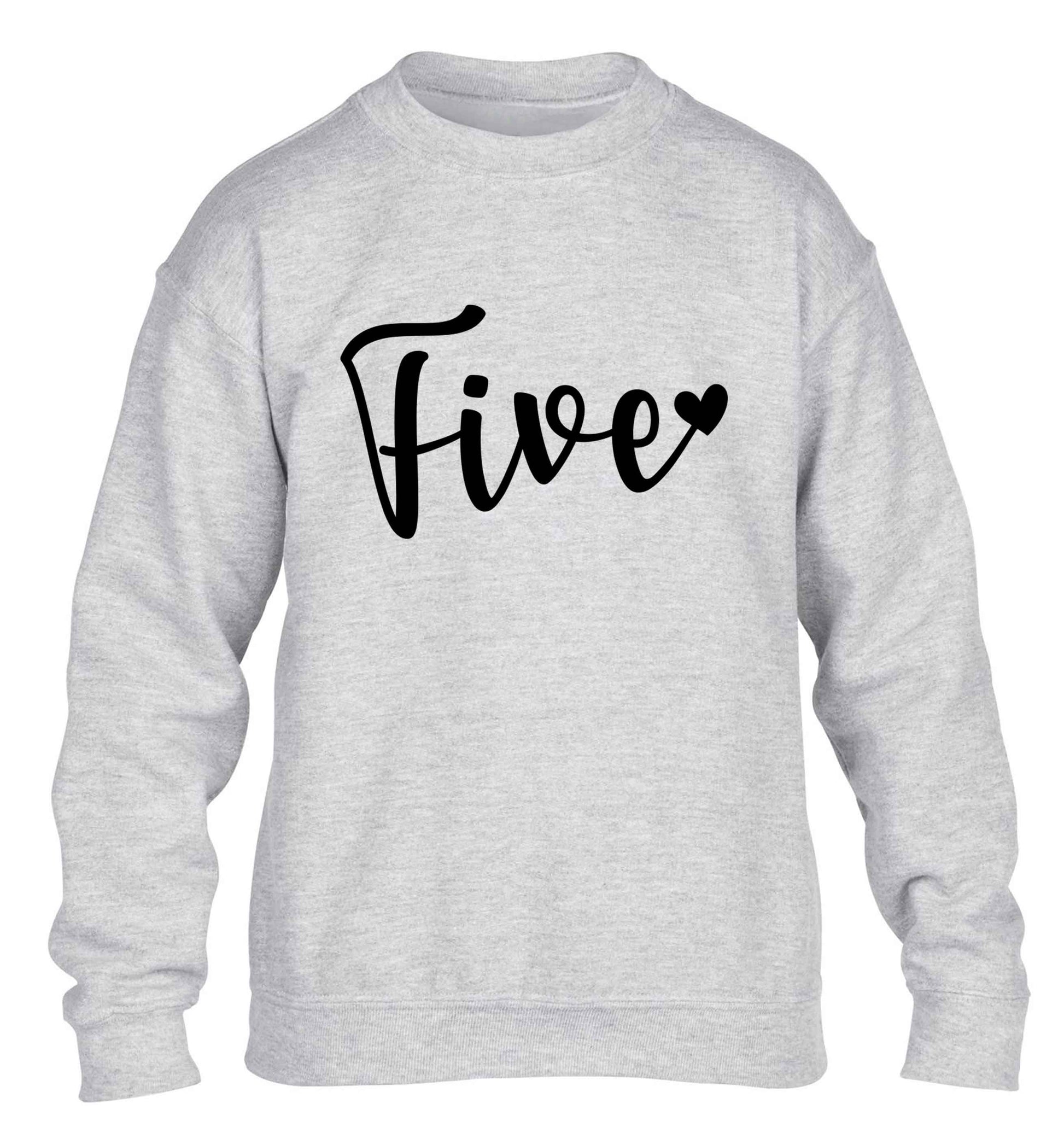 Five and heart children's grey sweater 12-13 Years