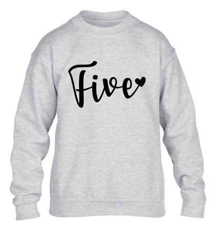 Five and heart children's grey sweater 12-13 Years