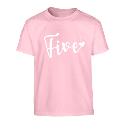 Five and heart Children's light pink Tshirt 12-13 Years