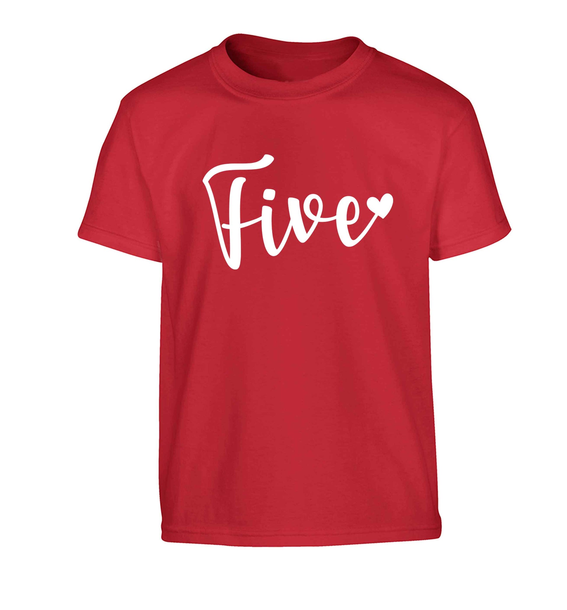 Five and heart Children's red Tshirt 12-13 Years