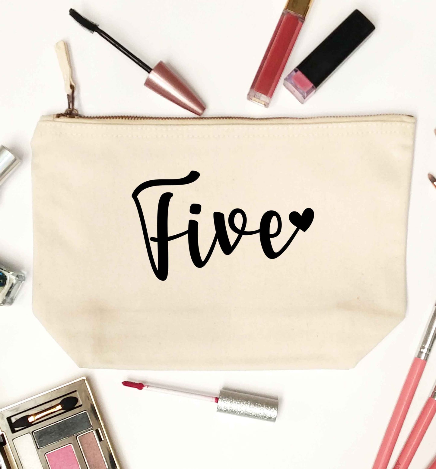 Five and heart natural makeup bag