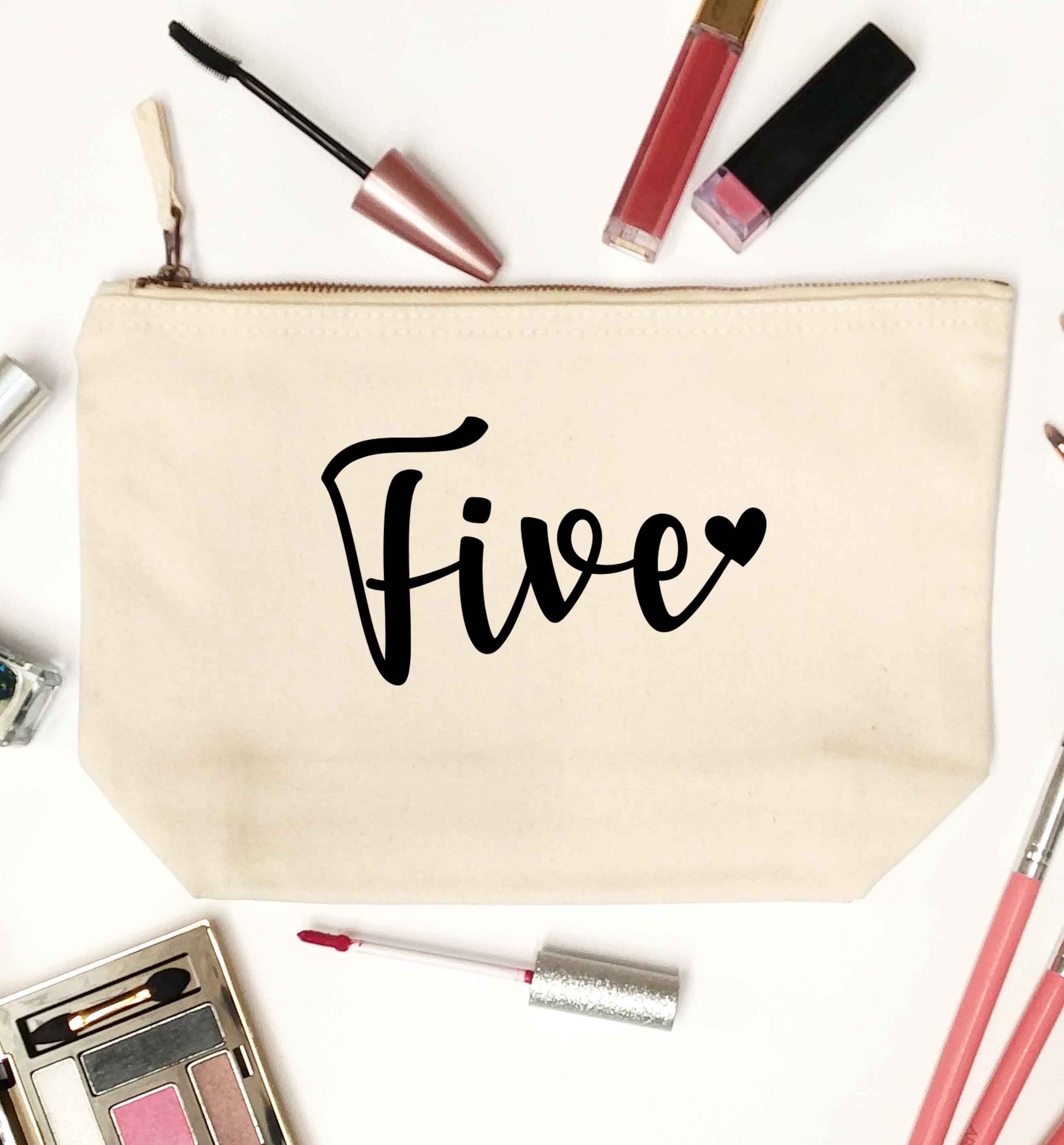 Five and heart natural makeup bag