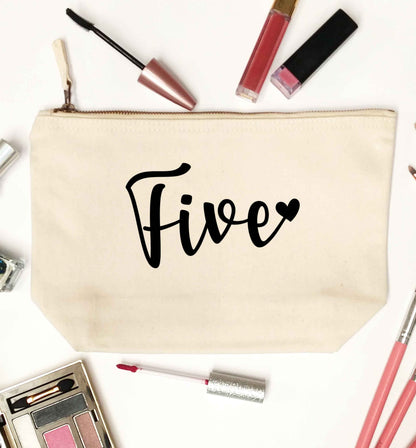 Five and heart natural makeup bag