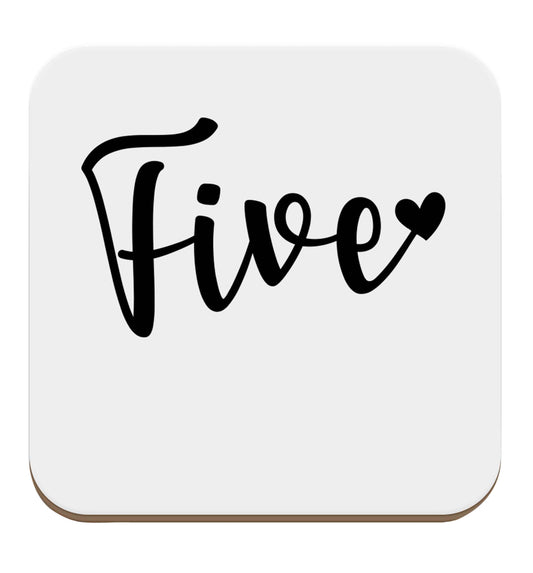 Five and heart set of four coasters